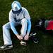 Skyline junior Rudi Gerdenich changes shoes after the games against Chelsea on Monday, April 22. Daniel Brenner I AnnArbor.com